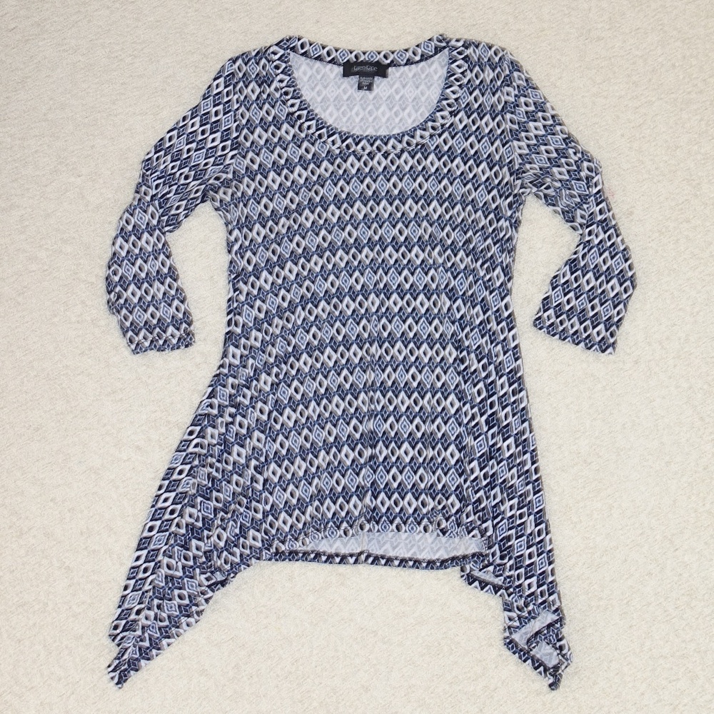 Karen Kane Blue Patterned Shirt